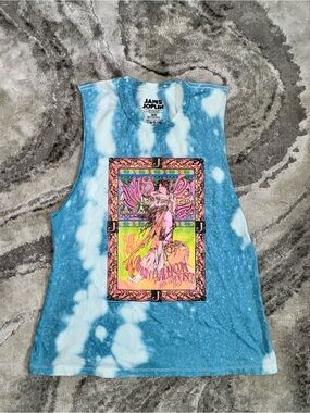 Janis Joplin Tie-Dye Graphic Muscle Tee - Blue & White